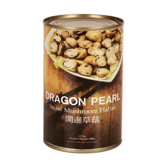 DRAGON PEARL MUSHROOMS HALVES/WHOLE 龙珠牌草菇（开边/原粒）