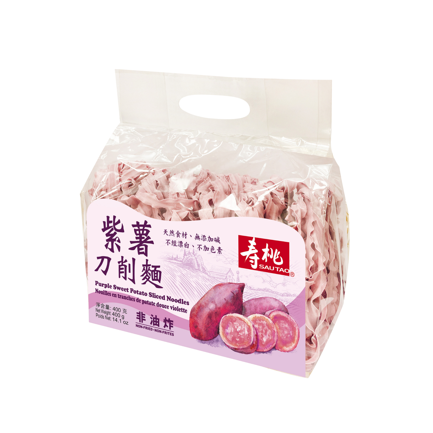 SAUTAO Purple Sweet Potato Noodles 壽桃紫薯刀削麵