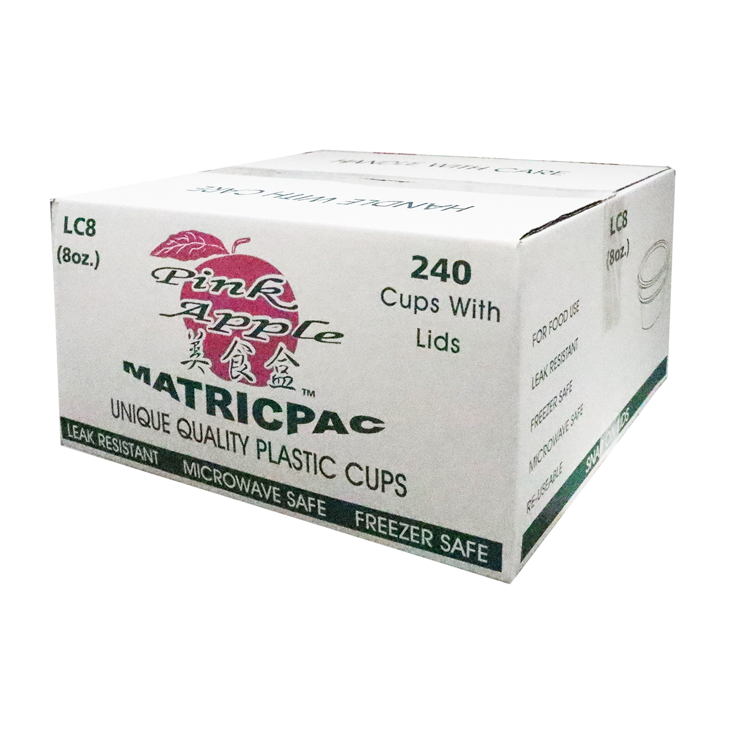 PINK APPLE  8oz CONT+LID 塑料碗/盒带盖（圆）