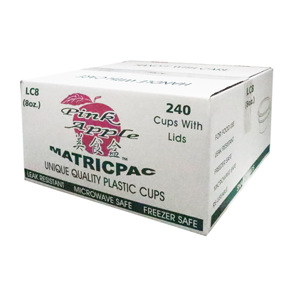 PINK APPLE  8oz CONT+LID 塑料碗/盒带盖（圆）