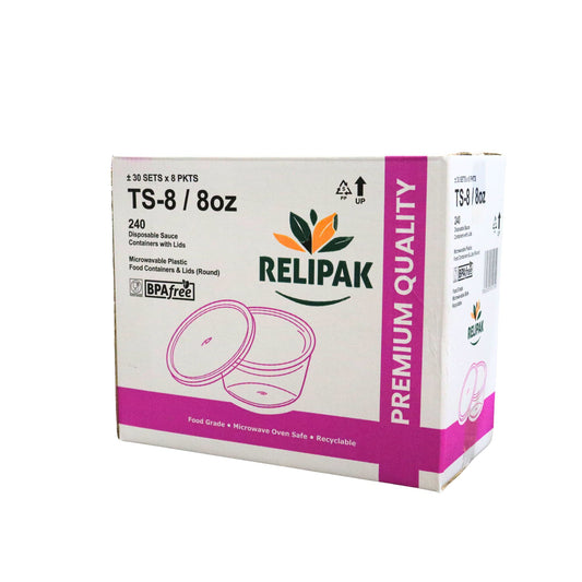 Relipak TS-8 8oz Containers & Lids Relipak T8  膠盒連蓋 8oz